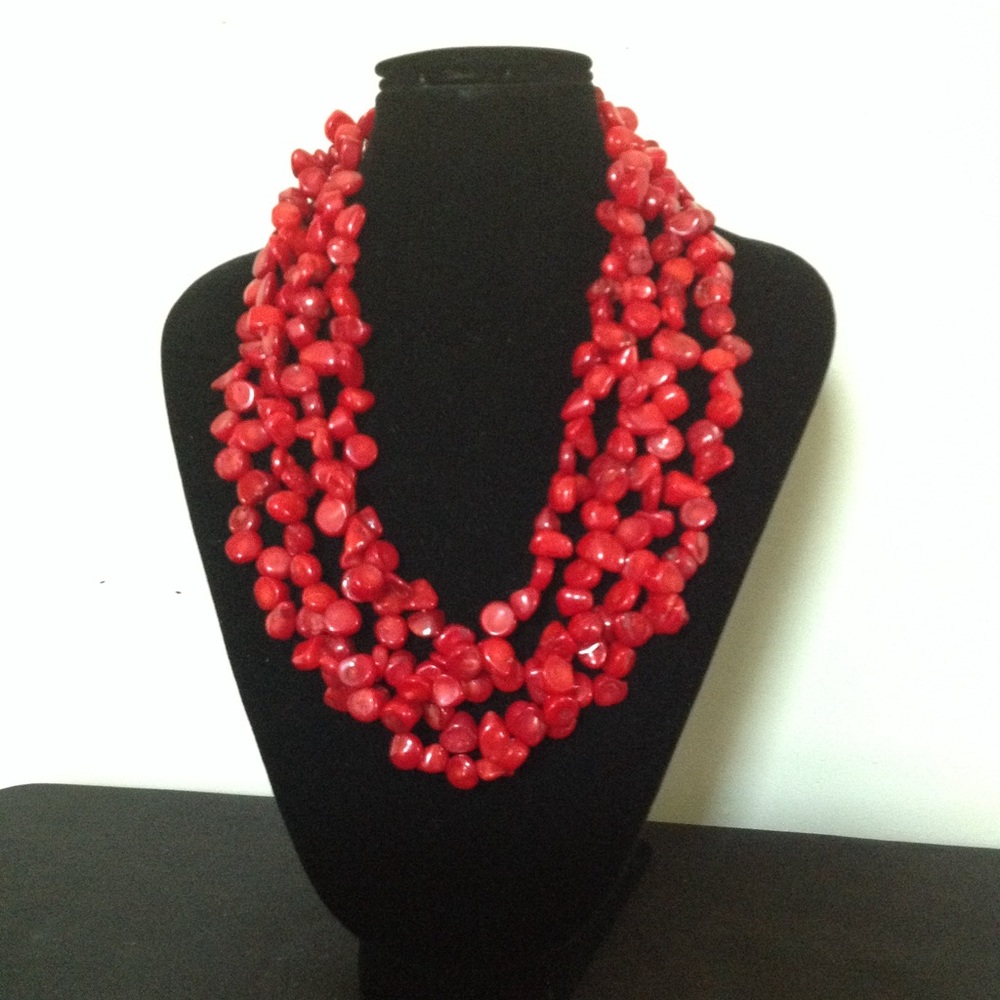 Red stone necklace (real stones)